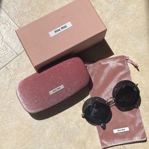 Miu Miu Round Heart Layered Sunglasses Black